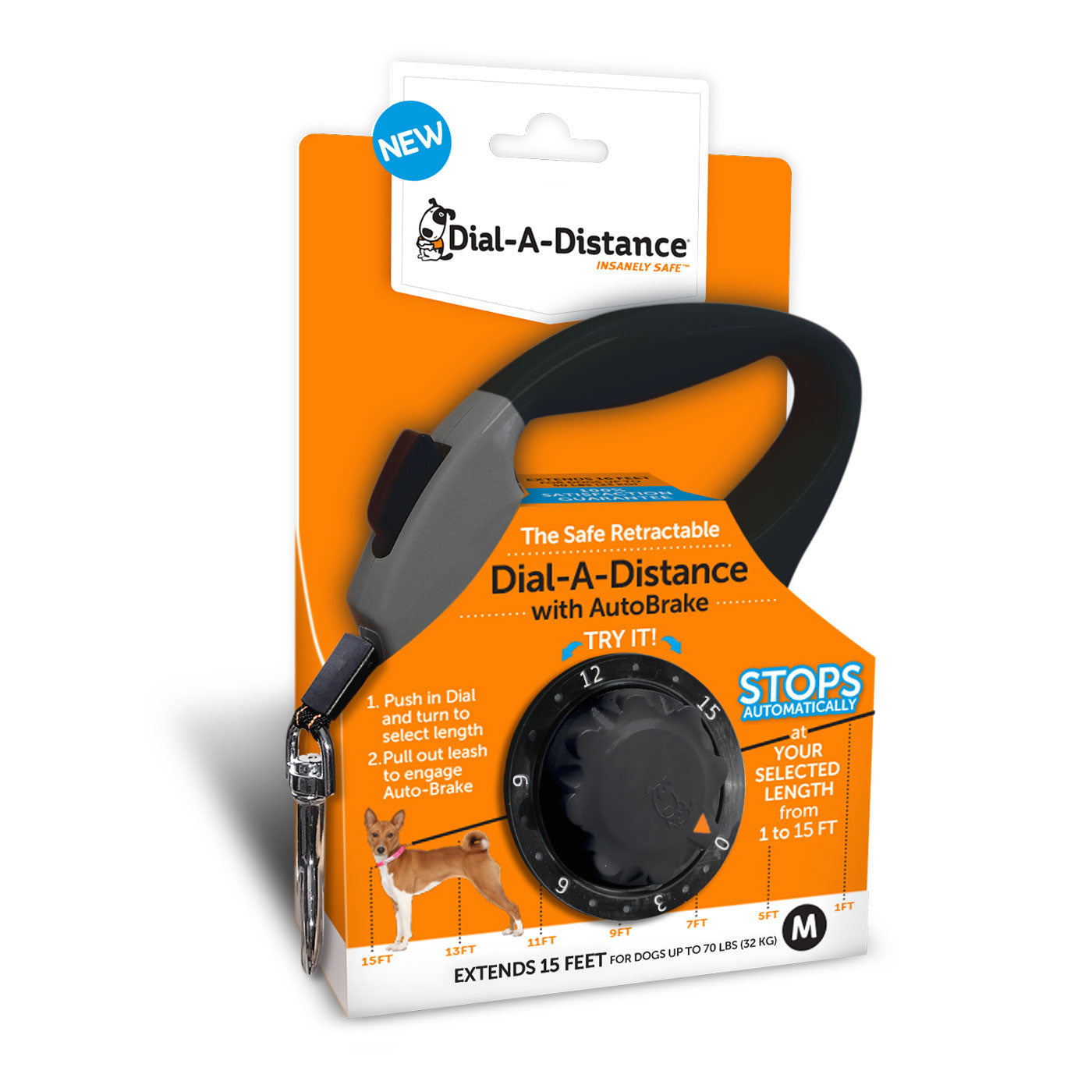 dial-a-distance retractable dog leash