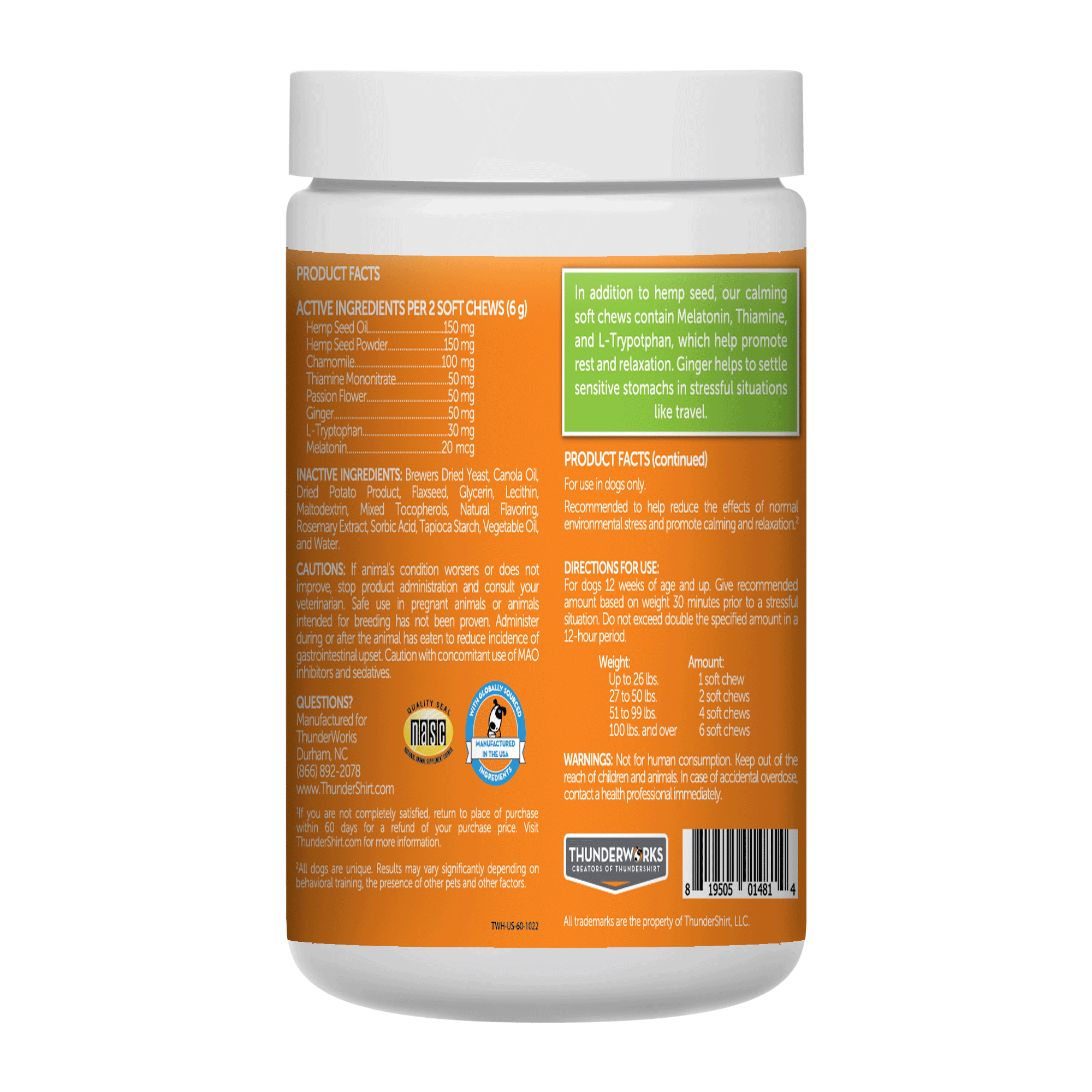 Thunderwunders hemp calming dog chews deals